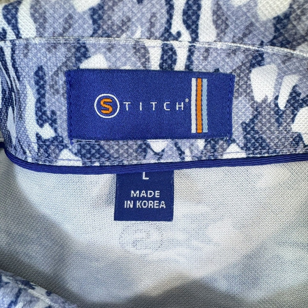 Stitch Golf Polo Mens Large Blue Camo Detroit Golf Club Performance Shirt - Picture 4 of 9